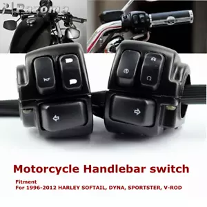 Interruptores de control de manillar negros de 1" para Harley Softail Dyna V-ROD 1996-2012 - Imagen 1 de 8