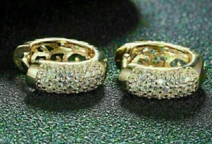 2.30CT Round Cut Lab Created Diamond Pretty Earrings 14K Yellow Gold Plated - Picture 1 of 4