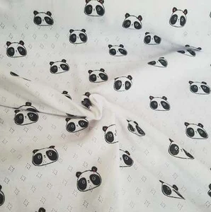 Panda Fine 100% cotton jersey knit with Diamond openwork Pointelle fabric x 1/2m - Picture 1 of 7