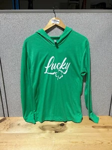 Small Pullover Green Hoodie - Lucky 3 Leaf Clover Design - Picture 1 of 2