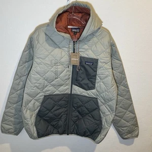 NEW! Patagonia Men’s Diamond Quilted Bomber Hooded Jacket Sleet Green XL - Picture 1 of 11