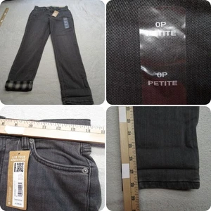Eddie Bauer Jeans Womens 0P Gray Boyfriend Flannel Lined Straight Leg 28x28 NEW - Picture 1 of 19