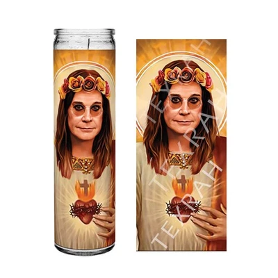 Saint Ozzy Devotional Prayer Altar Candle - Gothic Metal Gift | 8" unscented  - Image 1 of 4