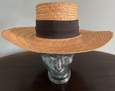 Vintage Eric Javits Wide Brim Straw Hat Classic Designer Elegance Sun Hat - Image 1 of 4