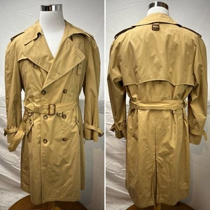 Jos. A. Bank Vintage Men's 42R Khaki Belted Double Breasted Long Trench Coat - Picture 1 of 8