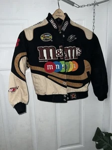 Vintage JH Design Brown Black Yellow M&M Kids Jacket Nascar Racing Youth Size M - Picture 1 of 12