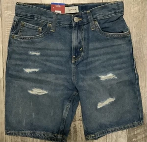 Levi's 511 Denim Boys Shorts Size 12 Slim Adjustable Waistband Ripped Jean - Picture 1 of 5