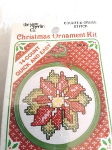 The New Berlin Co Christmas Ornament Kit Poinsettia Counted Cross Stitch Vtg USA - Picture 1 of 6