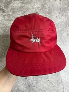 Vintage Stussy Red Nylon 5-Panel Cap Adjustable Streetwear Hat - Bild 1 von 5