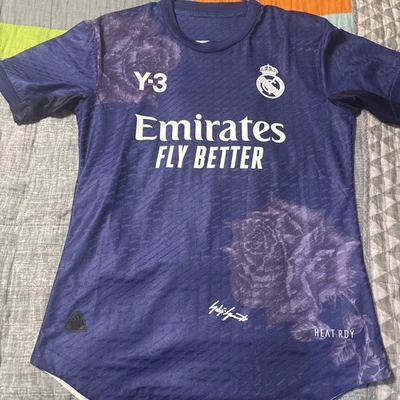 REAL MADRID 2023 2024 Y-3 PURPLE 4TH FOOTBALL SHIRT SOCCER JERSEY USED M ADIDAS - Image 1 of 4