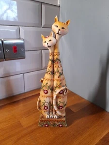 Vintage Seymour Mann Cats Figurine Resin Sculpture Couple Felines Floral Design - Picture 1 of 9