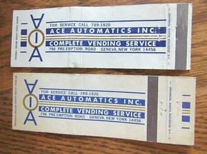 GENEVA, NEW YORK: ACE AUTOMATICS VENDING MACHINES FULL LENGTH MATCHBOOKS -F10 - Picture 1 of 1