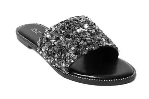 H2K Women's Glitter Bling Fancy Slide Flat Low Wedge Sparkle Dream Slippers B... - Picture 1 of 1