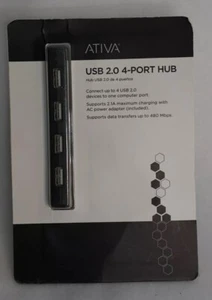 Ativa 4-Port hub USB 2.0-Charging Hub Black Model UH-118 - Picture 1 of 2