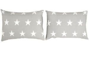 Pillowcase Cover Bedding Set Grey White Stars Reversible Bed Pillow case (Pair)