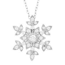 1 Ct Created White Sapphire Snowflake Pendant in Sterling Silver