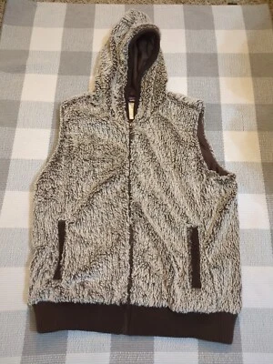 Chaleco con Capucha Patagonia Conejo Para Mujer Talla L Marrón con Borde Piel Sintética Sherpa Usado en Excelente Condición Foto 1 de 4