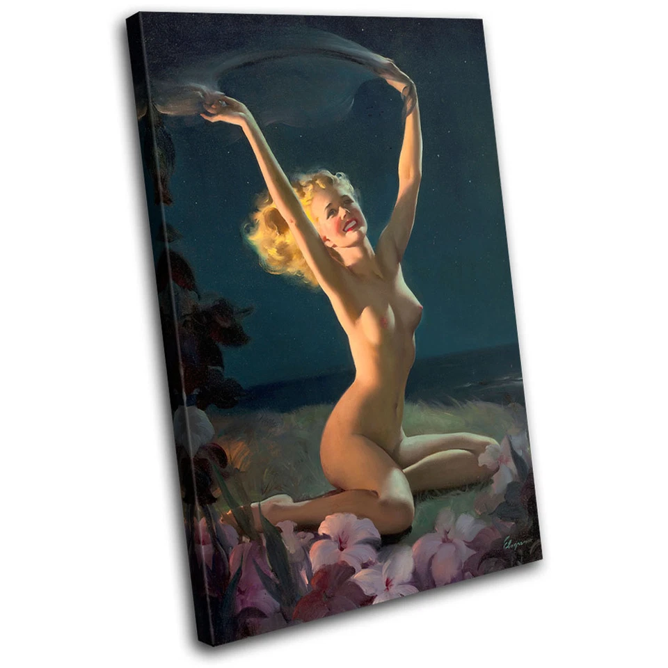 Винтажная Девочка Ретро Pin-ups Обнаженная ОДИН ХОЛСТ НАСТЕННОЕ ИСКУССТВО Картина Печать - Изображение 1 из 1