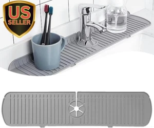 24 Inch Faucet Mat for Kitchen Sink – Silicone Draining Mat for Kitchen Sink and - Picture 1 of 8