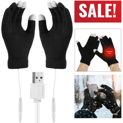 USB Heated Gloves Women Men Winter Touchscreen Gloves Hand Warmer Washable - Image 1 of 4