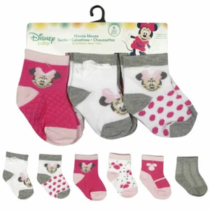 6 pares de calcetines para bebés Disney Minnie Mouse bebés niñas rosa edades 18-24 meses - Imagen 1 de 3