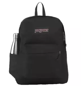 JANSPORT SuperBreak Zaino Borsa Scuola con Tasca Borraccia Nero USA Selle - Foto 1 di 5