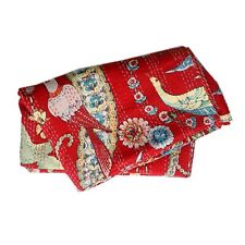 Stitch Bedspread Applique Kantha Quilt Indian Cotton Throw Coverlet Queen Size