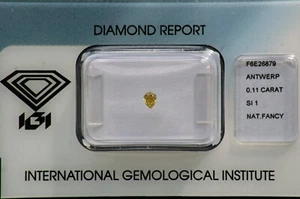 certified natural loose diamond, variation pear, 0.11ct SI1,Fancy intense - Picture 1 of 2