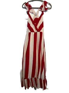 Maxi Vestido Venus Rojo Blanco Rayas Sin Mangas Talla Mediana Nuevo sin Etiquetas - Imagen 1 de 3