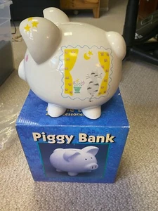 Vintage 7" NOS Ceramic Piggy Bank Kiddie Lites Hand-Painted Kids Money Coin Bank - Picture 1 of 6