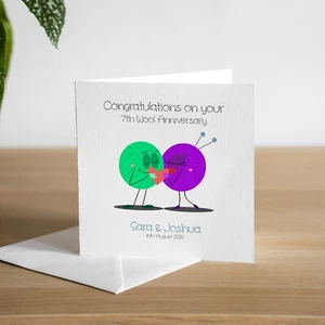 Tarjeta personalizada hecha a mano séptima lana aniversario boda esposo esposa pareja - Imagen 1 de 3