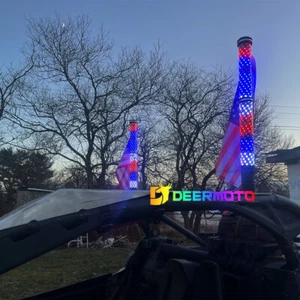 2PCS 2FT Spiral LED Fat Whip Lights RGB Chasing Antenna For Can-am Maverick X3 - Picture 1 of 12