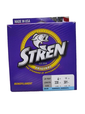 Stren CLEAR/BLUE FL. Original Monofilament Fishing Line USA Made 330YD 4 LB - Image 1 of 2