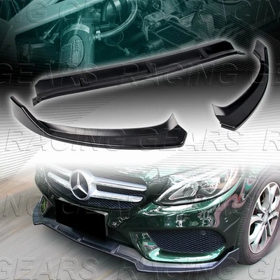 KIT DE CARROCERÍA DELANTERA 3 PIEZAS NEGRO PARACHOQUES ALERÓN LABIO AJUSTE 15-18 MERCEDES-BENZ CLASE C W205 Foto 1 de 4