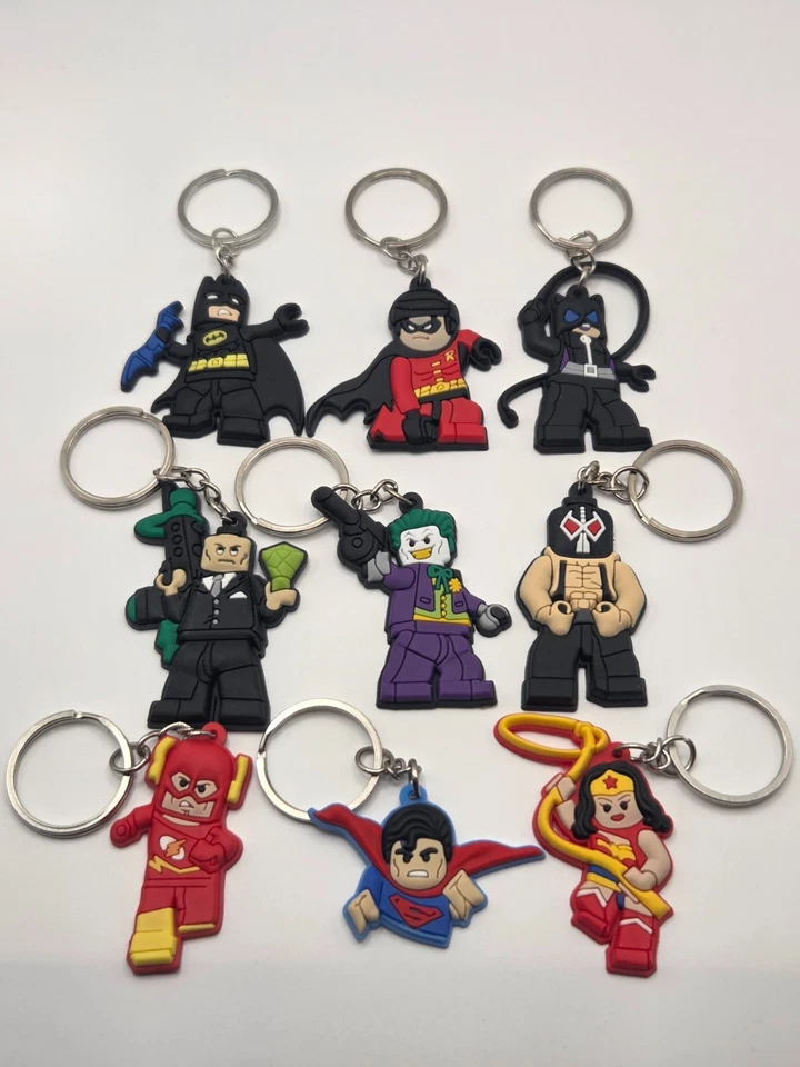 Custom Lego DC Keychains Batman Robin Joker Catwoman Superman - Image 1 of 1