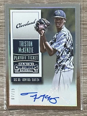 2015 Panini Contenders #27 Triston McKenzie Playoff Ticket AUTO #/15 - Image 1 of 2