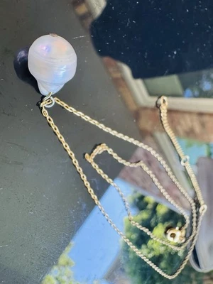 Madewell Genuine Natural Baroque Fresh Water Pearl GP Long Necklace NWOT - Image 1 of 4