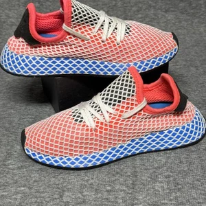 Adidas Deerupt Running Shoes Women 4.5 Pink Blue Mesh Grid Sneaker Casual AC8466 - Picture 1 of 13