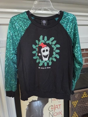 Girls The Nightmare Before Christmas Sequin Sleeve  Christmas Shirt Size Xl - Image 1 of 4