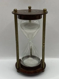 Vintage Hourglass Sand Timer Handmade Brass Nautical 3 Minute Timer 4.5” Tall - Picture 1 of 6