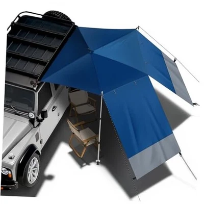 Car Awning for SUV/Truck RV, UV50+ Sun Shade Waterproof Roof Rack Awning Blue - Image 1 of 4