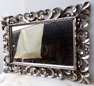 Espejo Barroco De Madera Tallada 100x70 Cm Plata Antigua Mod. Tommy - Imagen 1 de 7