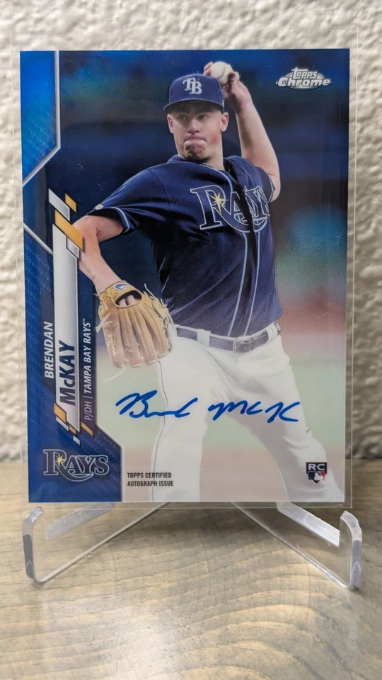 BRENDAN MCKAY 2020 Topps Chrome Rookie Auto BLUE REFRACTOR RC /150 Rays #RA-BM - Image 1 of 2