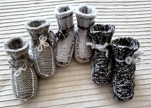 3x Handgestrickte warme kuschelige Baby-Socken Kinder Strickschuhe Schlafsocken - Bild 1 von 6