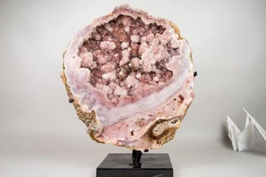 XL Gallery-Grade Pink Amethyst Geode with Rose Druzy on Botryoidal Flowers 31 Lb - Picture 1 of 10