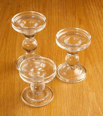 Reversible Glass Pillar or Dinner Candle Holders Small - Medium - Large - Image 1 of 4