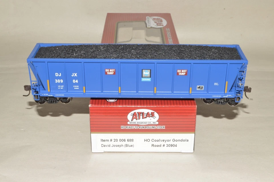 ATLAS HO SCALE COALVEYOR GONDOLA W/ LOAD DAVID JOSEPH (Blue) 20006688