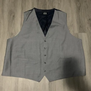 Joseph Abboud Wolle Herren Größe 60 L Weste Vest Grau Navy Full Back Knopfleiste - Bild 1 von 14