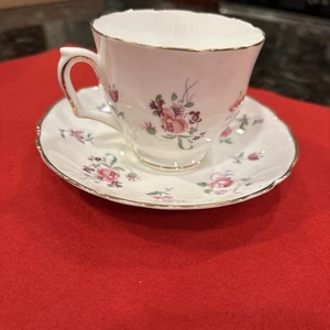 Tazza da tè e piattino Crown Staffordshire rose rosa floreale - Bellissima - Foto 1 di 13