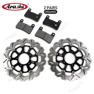 Rotores de disco de freno delanteros y pastillas de freno para Kawasaki Ninja ZX10R 2008 2009 2010 NEGRO - Imagen 1 de 14